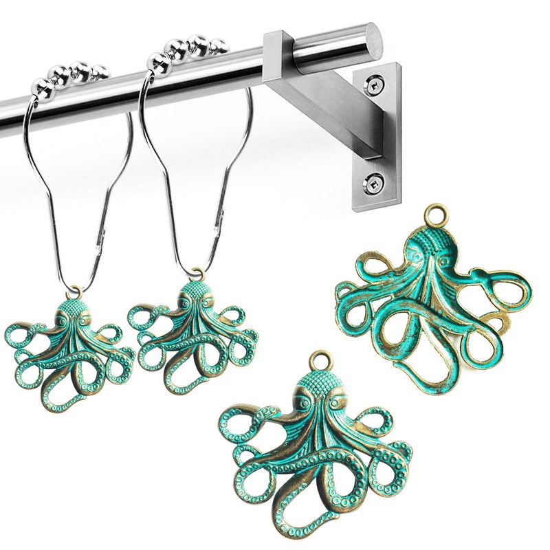 ZILucky Set of 12 Octopus Shower Curtain Hooks Decorative Home Bathroom Stainless Steel Rustproof - Image 5